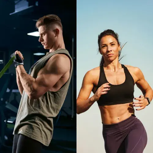 Hombre y mujer haciendo diferentes entrenamientos monitoreados por un Huawei Watch GT2 PRO