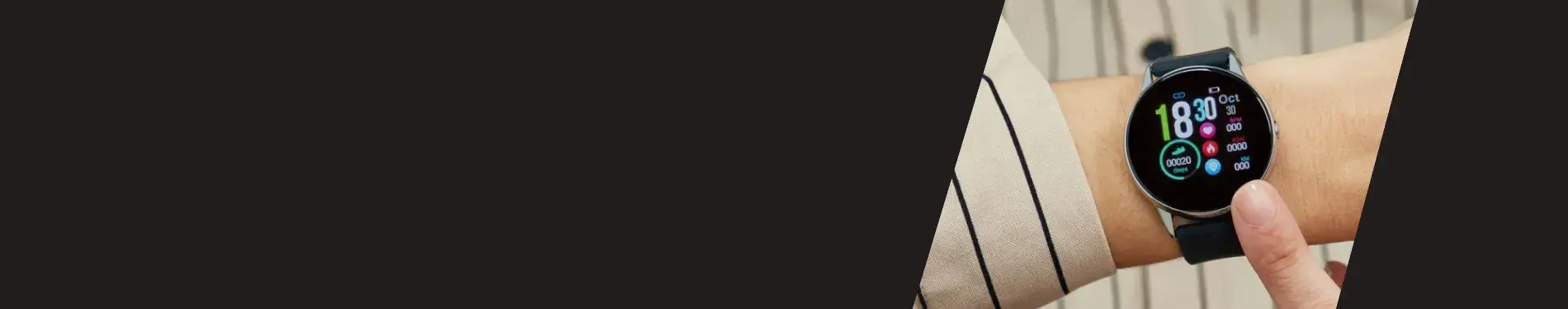 banner para página de smartwatch redondo mujer